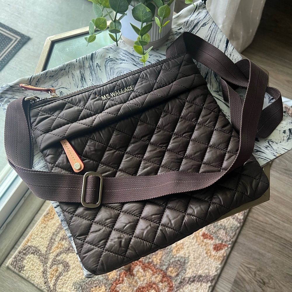 MZ Wallace Metro Flat Crossbody Walnut